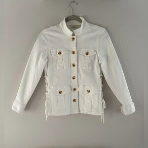 Spartina 449 Ivana Lace-Up Jacket XXS Pearl White Like New